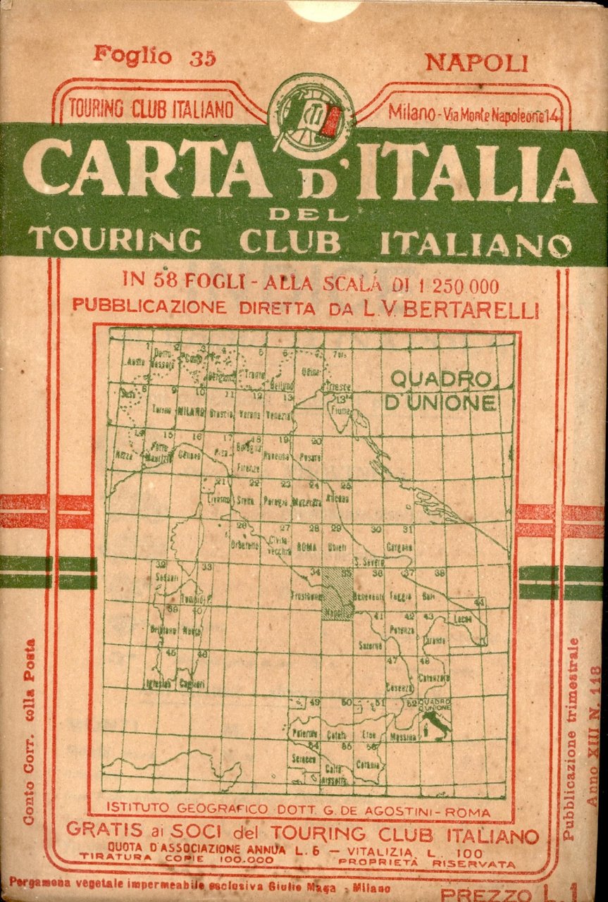 Napoli Carta d'Italia del Touring Club Italiano con indice dei …