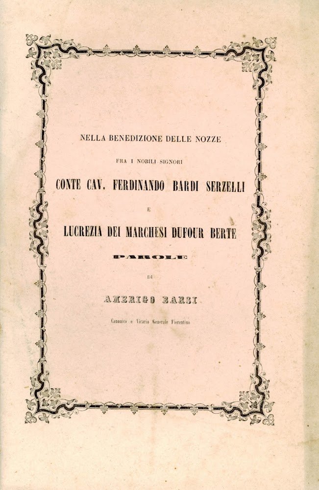 Nella benedizione delle nozze fra i nobili signori conte cav. …