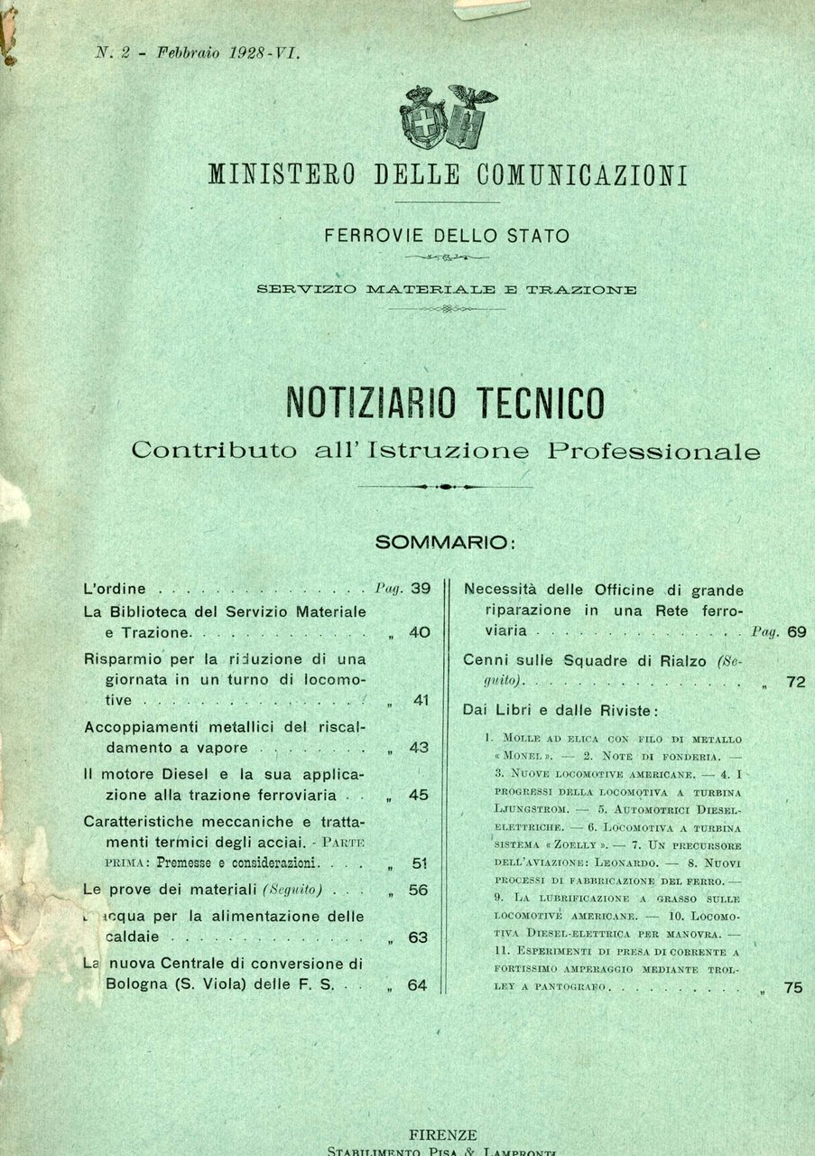 Notiziario Tecnico Ferrovie dello Stato 1928