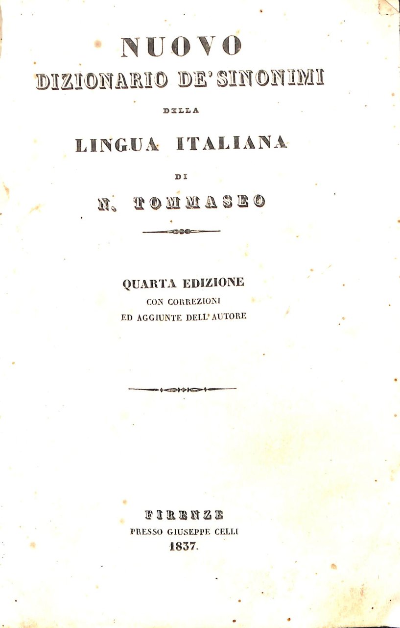 Nuovo dizionario de' sinonimi della lingua italiana | Immagine principale
