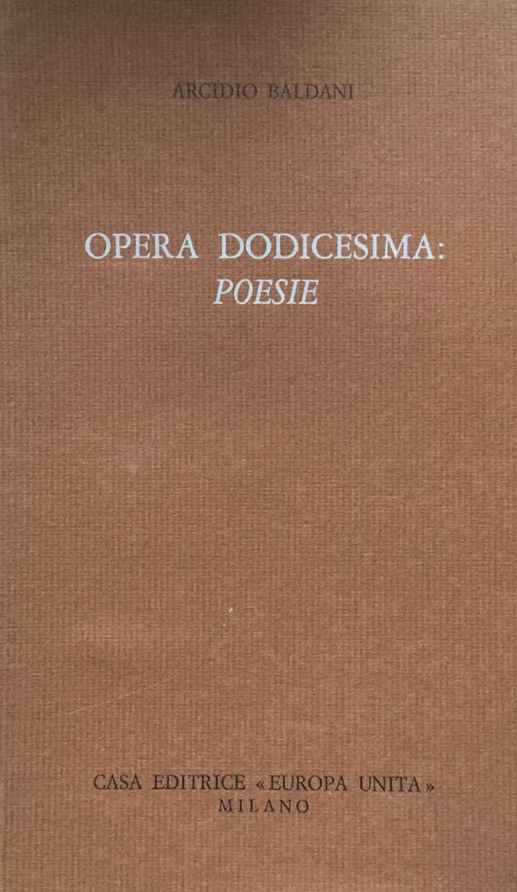 Opera dodicesima: poesie