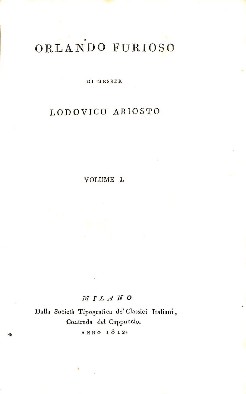 Orlando Furioso di messer Lodovico Ariosto vol. 1