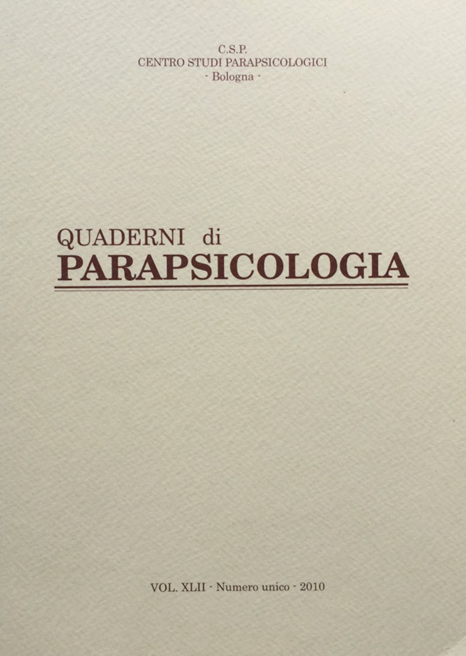 Quaderni di Parapsicologia vol. XLII 2010 numero unico | Immagine principale