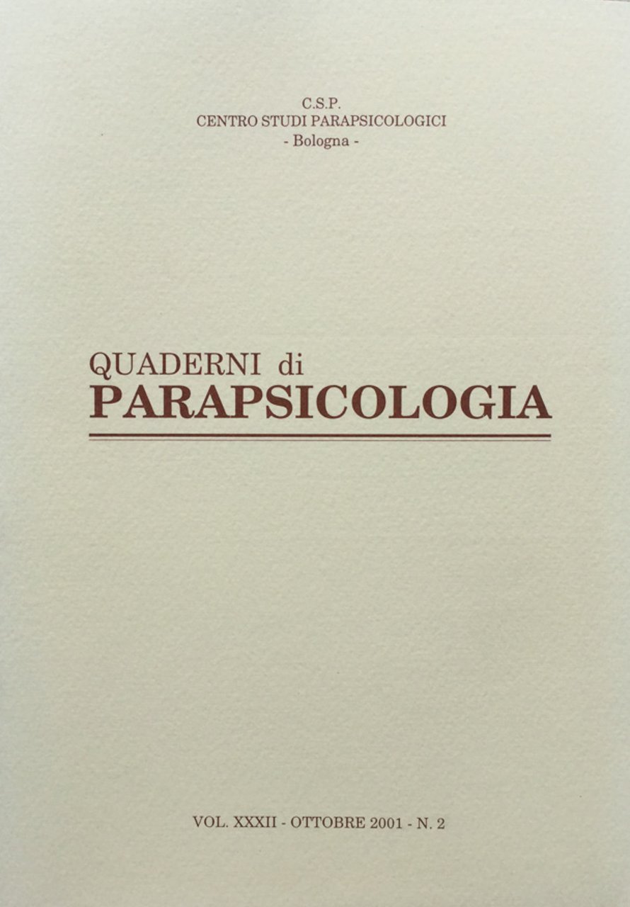 Quaderni di Parapsicologia vol. XXXII ottobre 2001 n. 2