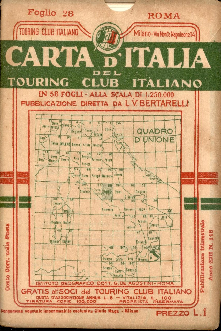 Roma Carta d'Italia del Touring Club Italiano con indice delle …