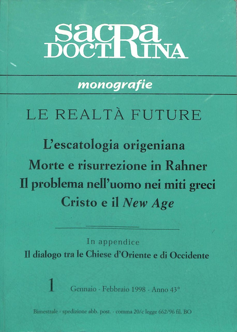 Sacra doctrina 1998 Origine Raher uomo nei miti greci Cristo … | Immagine principale