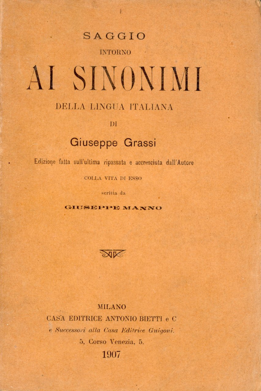 Saggio intorno ai sinonimi della lingua italiana