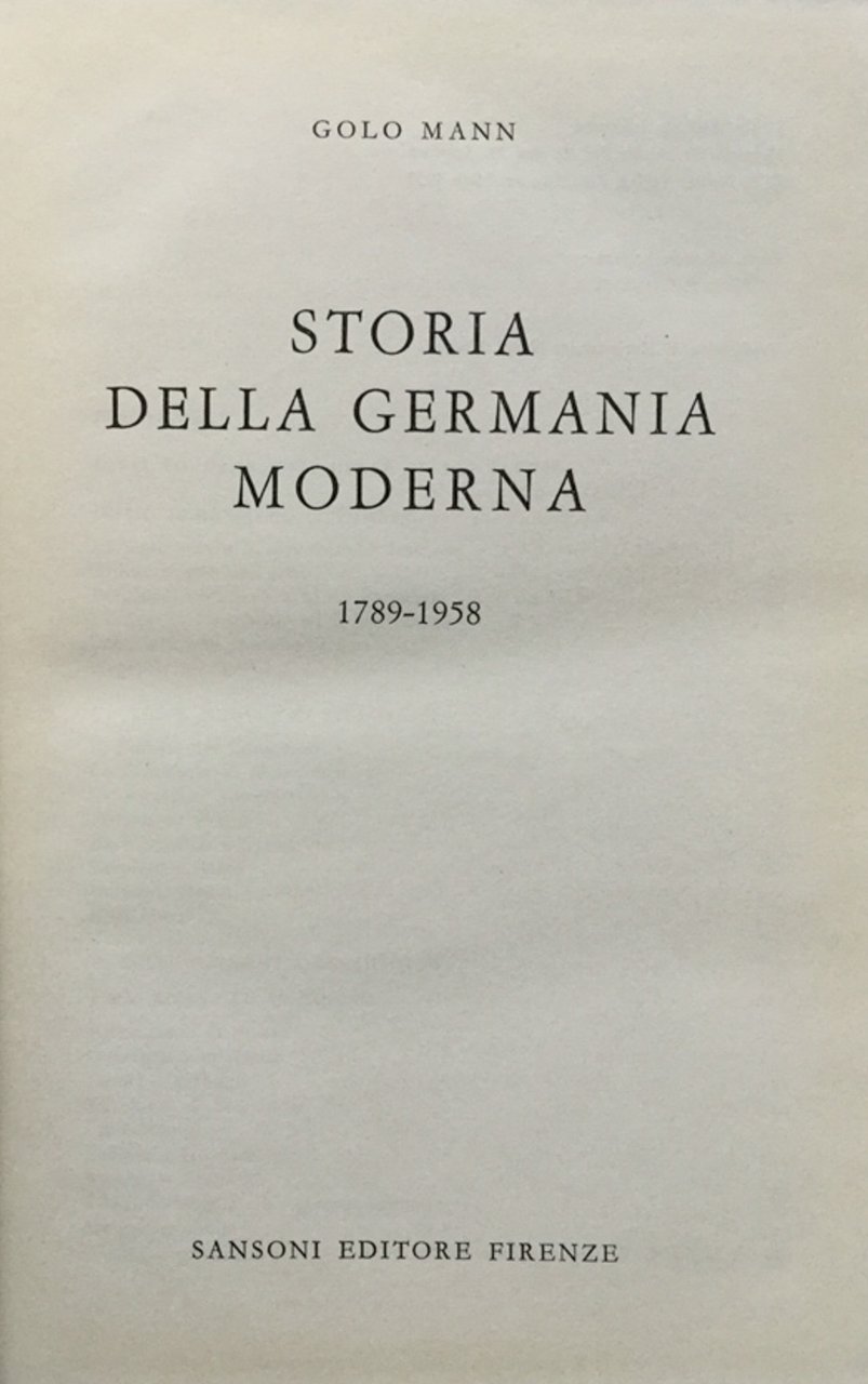 Storia della Germania moderna 1789 - 1958