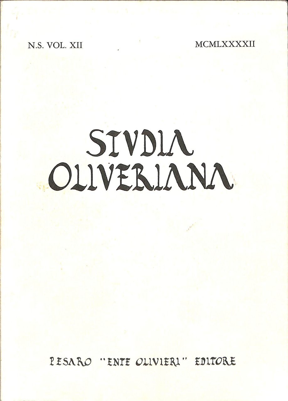 Studia Oliveriana 12 (1992)