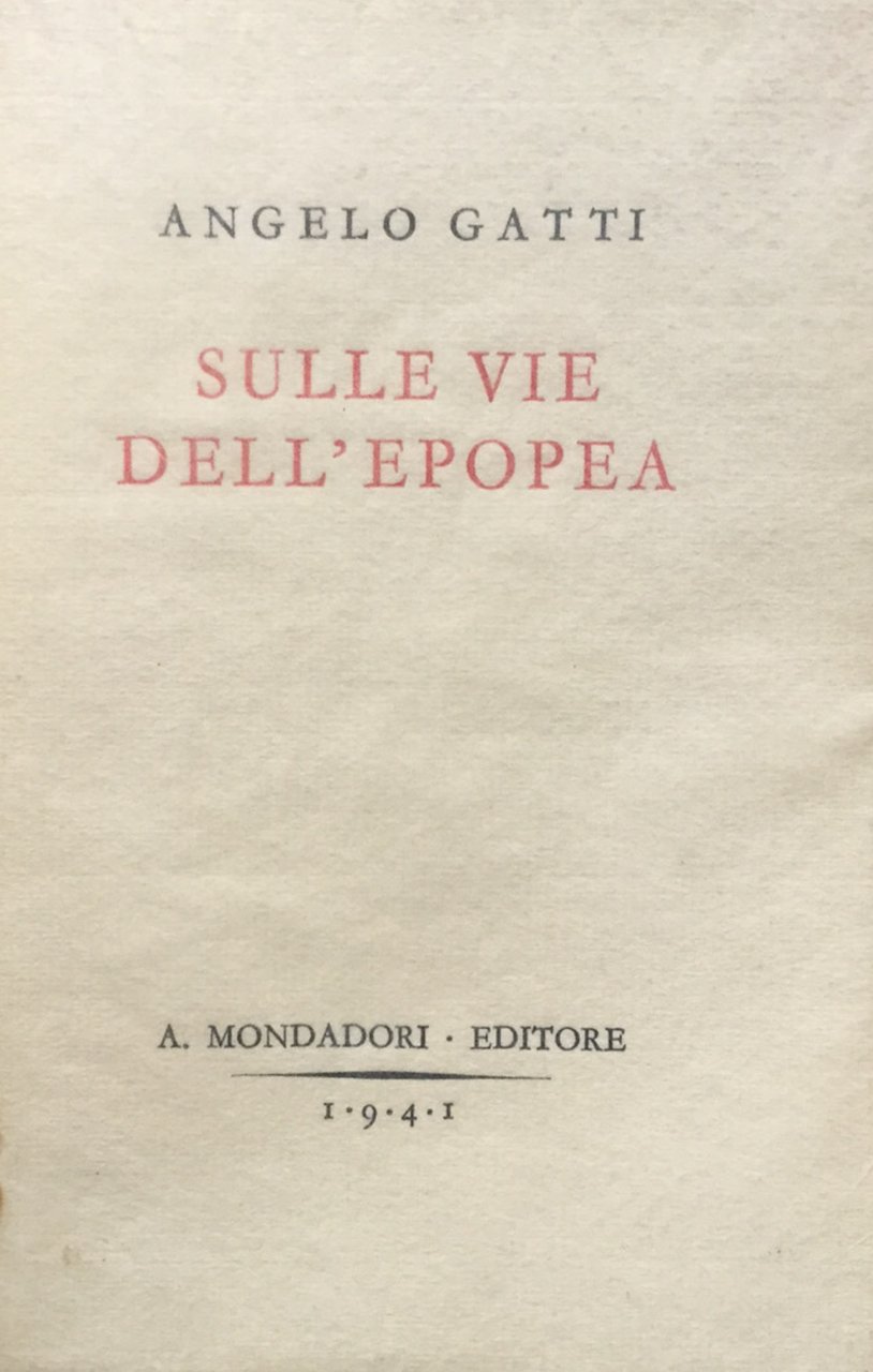 Sulle vie dell'Epopea
