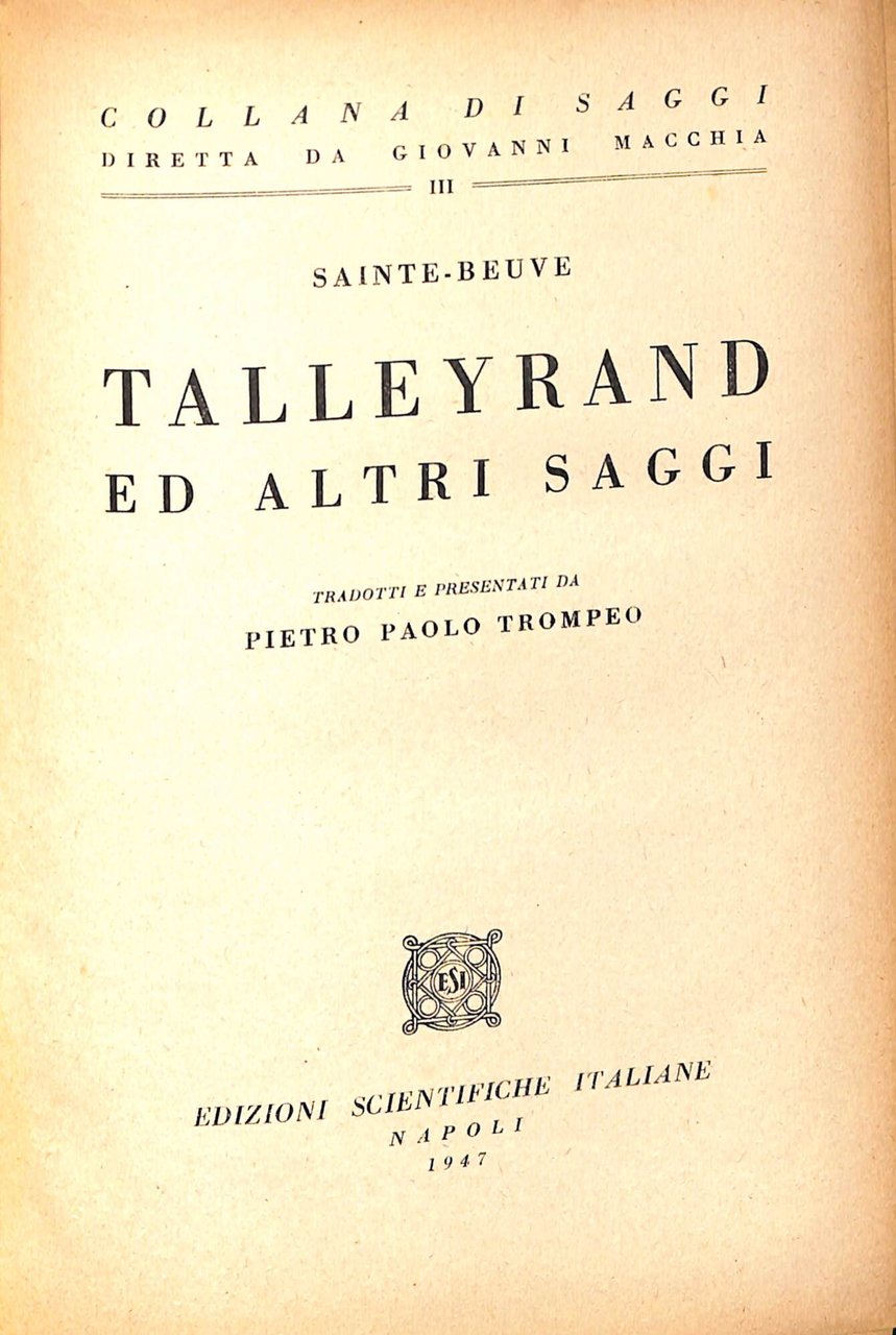 Talleyrand ed altri saggi | Immagine principale