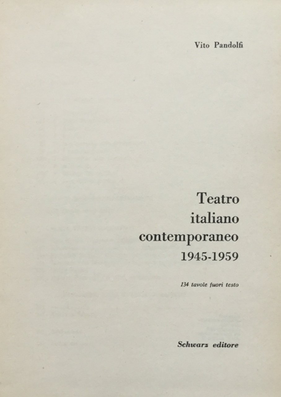 Teatro italiano contemporaneo. 1945-1959 Pandolfi Schwarz | Immagine principale