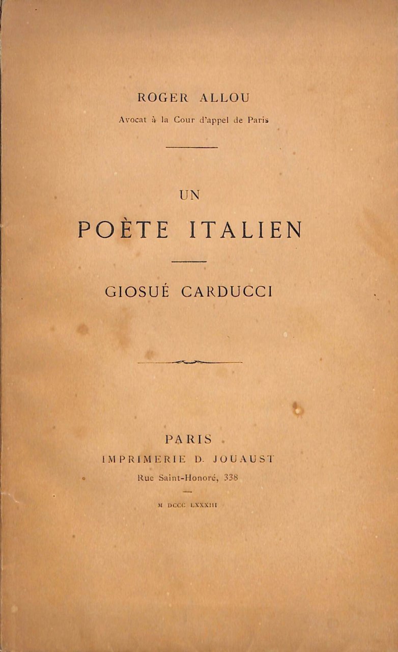 Un poete italien : Giosue Carducci