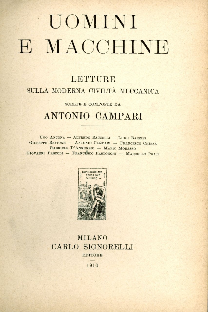 Uomini e macchine. Letture sulla moderna civiltà meccanica