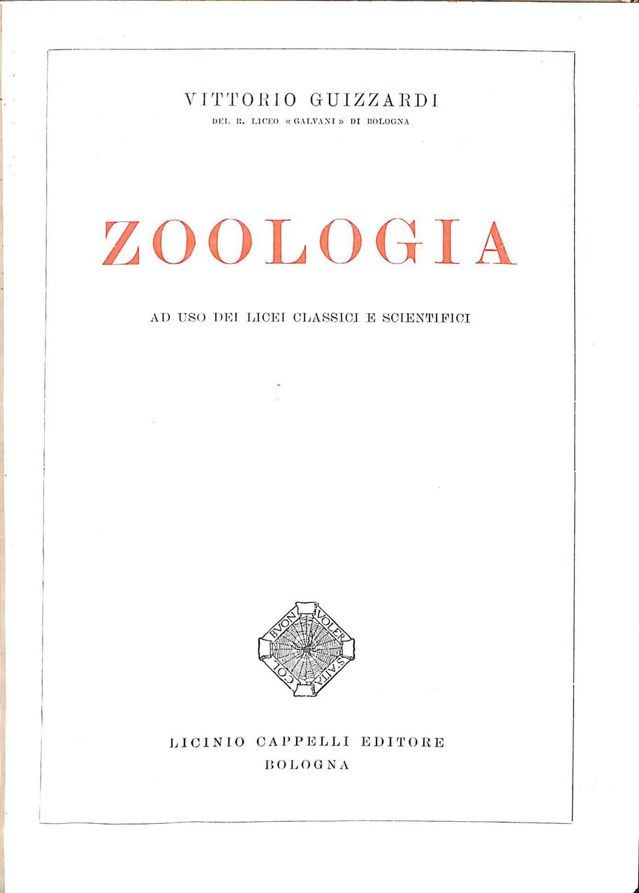 Zoologia : ad uso dei licei classici e scientifici