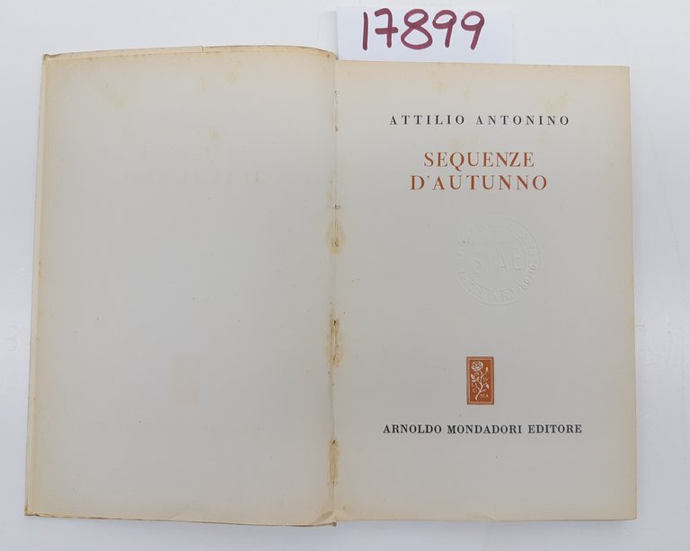 Attilio Antonino Sequenze d'autunno Mondadori 1950