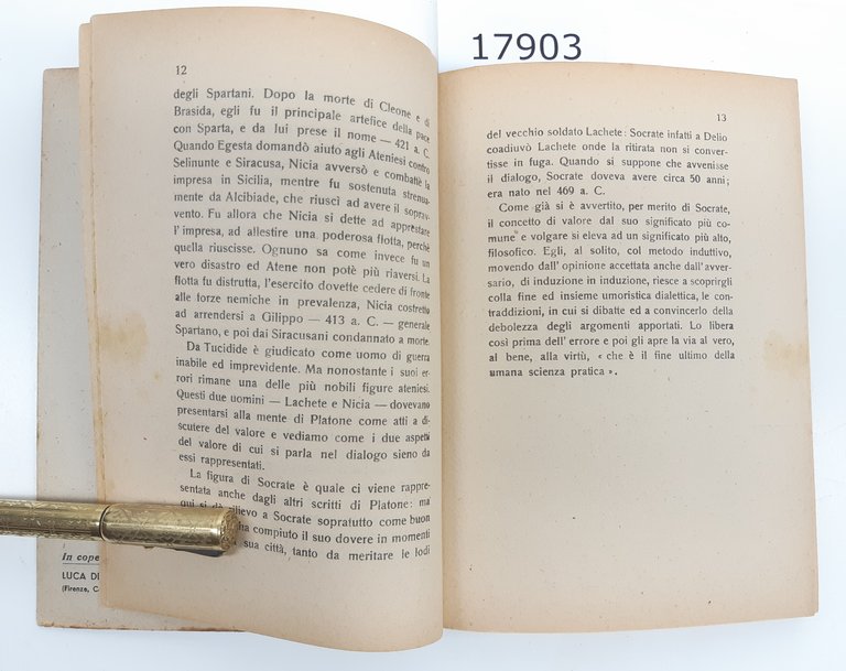 Filippo Bosi Platone Il Lachete Carabba 1948