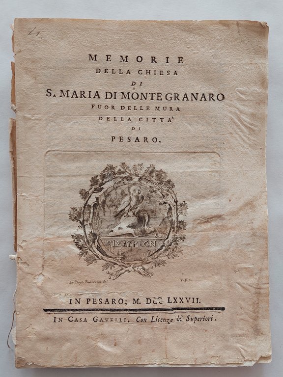 Annibale degli Abbati Olivieri Giordani Memorie della Chiesa di Santa …
