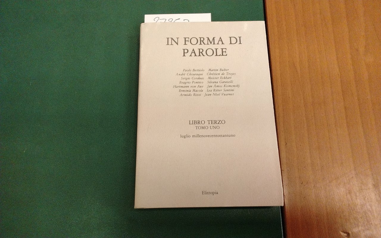 In forma di parole - libro terzo - Tomo uno | Immagine principale