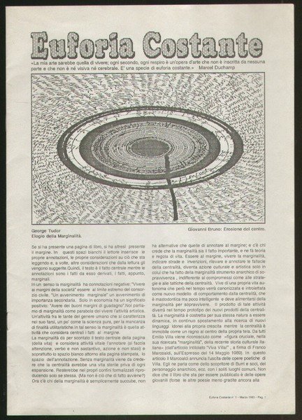 Euforia costante n 1 Marzo 1993 Bollettino aperiodico