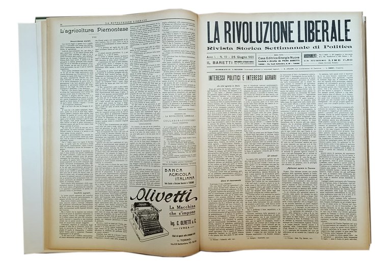 La rivoluzione liberale. Rivista storica settimanale di politica Torino Anno …
