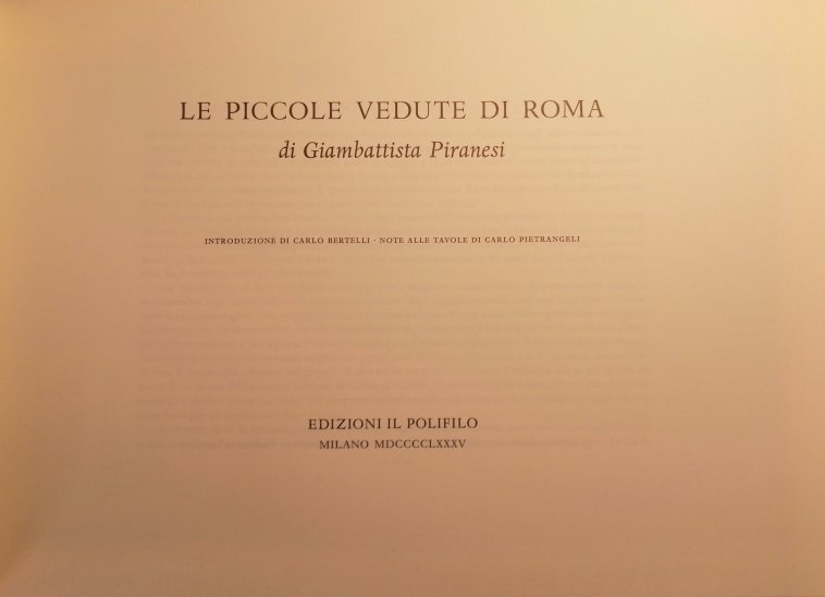 Le piccole vedute di Roma di Giambattista Piranesi