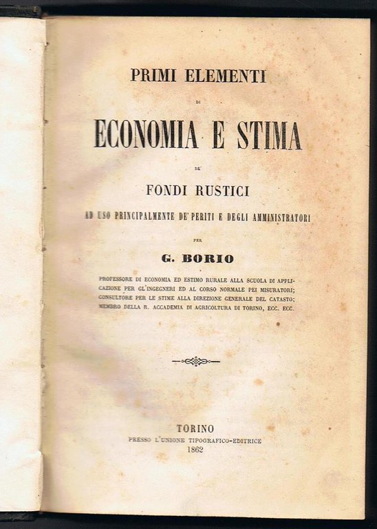 Primi elementi di Economia e stima dei fondi rustici ad …