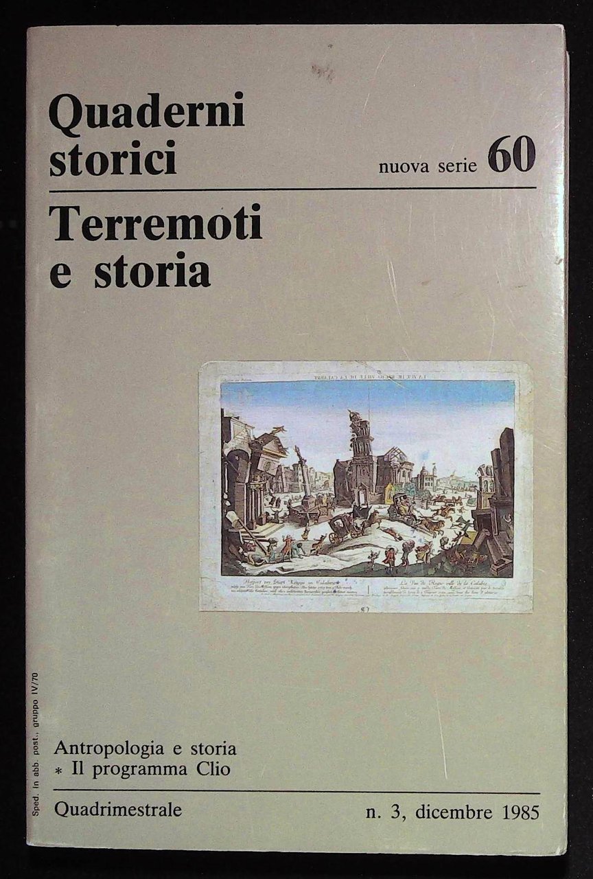 Qauderni storici. Nuova serie n° 60. Terremoti e storia | Immagine principale