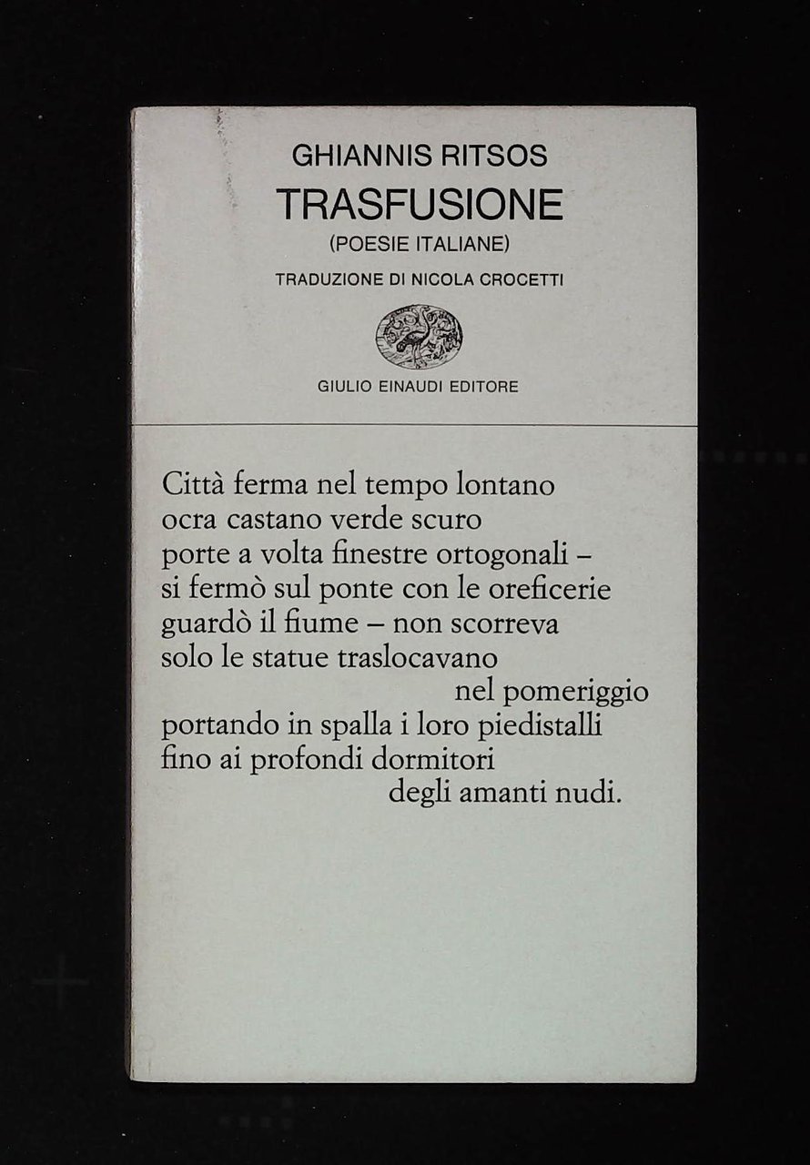 Trasfusione. (Poesie italiane)