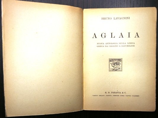 Aglaia nuova antologia della lirica greca da Callino a Bacchilide