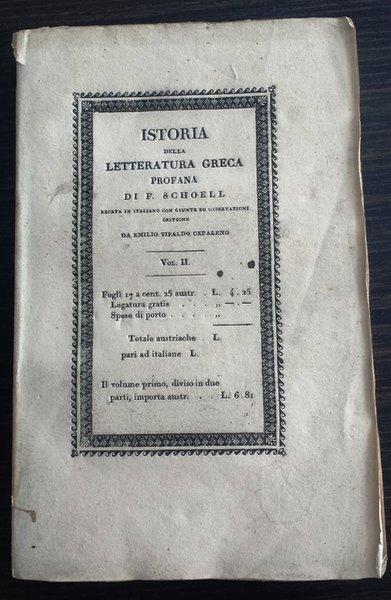 Istoria della Letteratura Greca Profana
