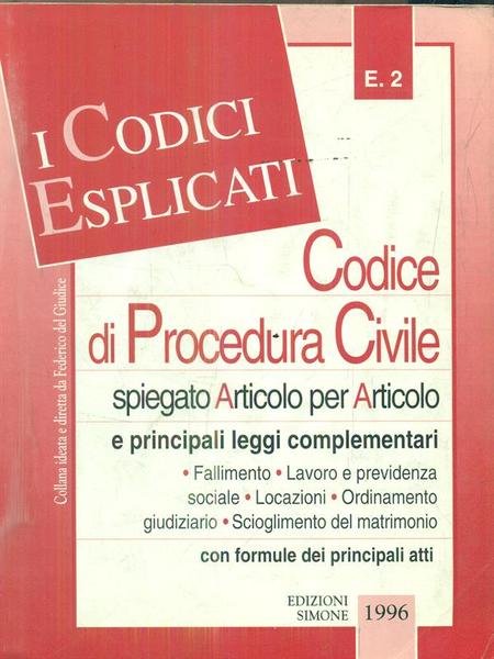 Codice di procedura civile esplicato e leggi complementari. 1996