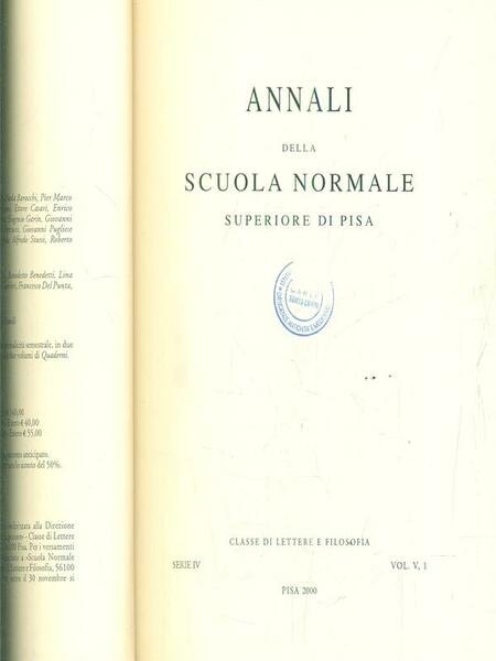 Annali della scuola normale superiore di Pisa. Serie IV - …