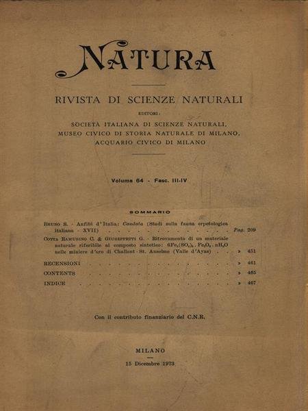 Natura. Rivista di scienze naturali - Volume 64 Fasc. III-IV