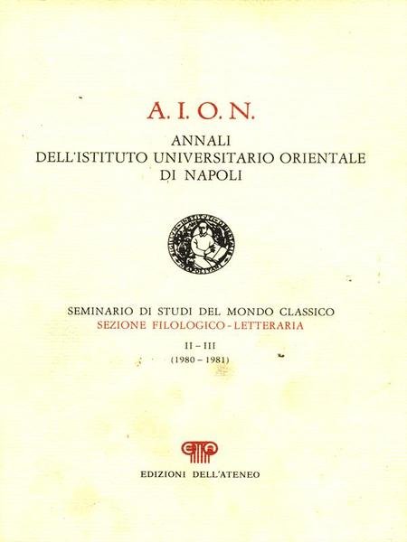 A.I.O.N. annali dell'istituto universitario orientale di Napoli / II e …