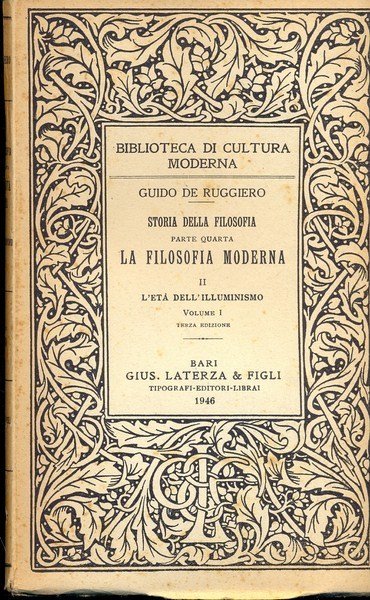 Storia della filosofia Parte IV La filosofia moderna II L'eta' dell'Illuminismo I