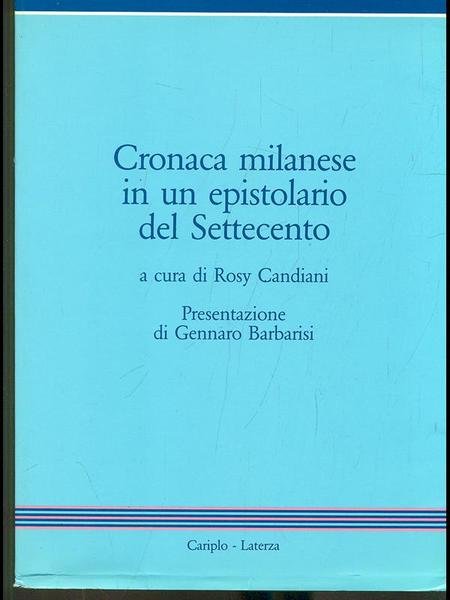 Cronaca milanese in un epistolario del Settecento