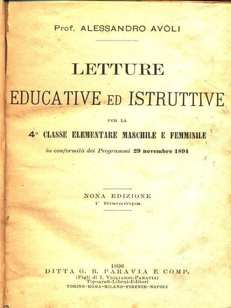 Letture educative ed istruttive per la 4 classe elementare