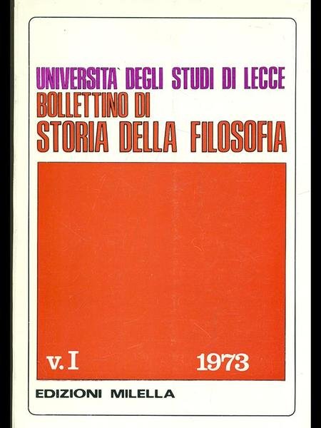 Bollettino di storia della filosofia