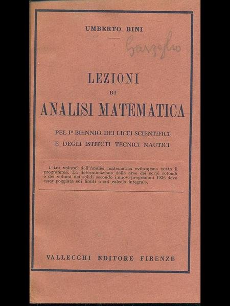 Lezioni di analisi matematica