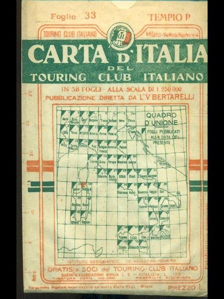 Carta d'Italia del Touring Club italiano foglio n. 33: Tempio …