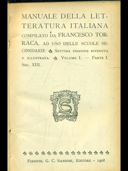 Manuale della letteratura italiana 3vll