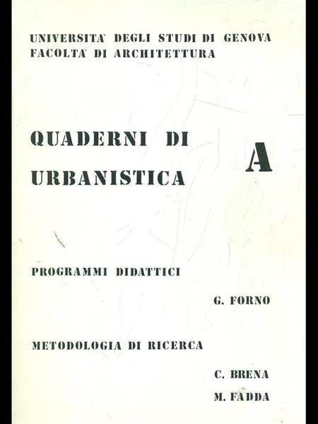 Quaderni di urbanistica A