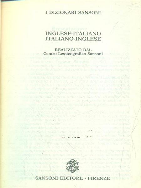 I dizionari sansoni Inglese-Italiano Italiano-Inglese