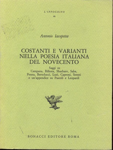 Costanti e varianti nella poesia italiana del novecento | Immagine principale