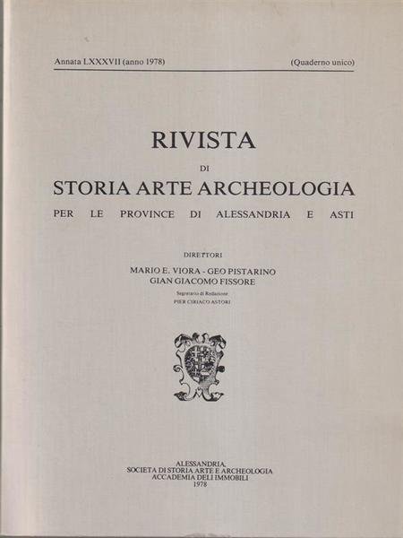 Rivista di storia, arte, archeologia per le province di Alessandria e Asti