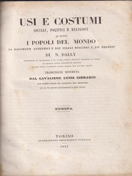 Usi e costumi di tutti i popoli del mondo - …