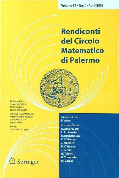 Rendiconti del Circolo Matematico di Palermo vol. 57 n. 1