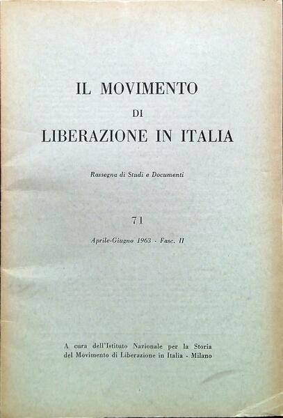 Il movimento di liberazione in Italia - N. 71/Aprile Giugno … | Immagine principale