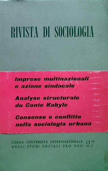 Rivista di Sociologia 27 - Anno XII Maggio Agosto 1974 … | Immagine principale